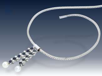 Kette: Saphir/Diamant-Collier, Goldschmiedearbeit, vermutlich um 1980
