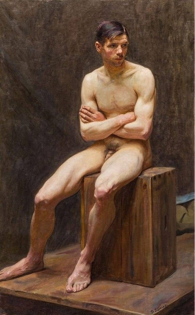 MALE NUDE , 1913 By Stanislaw Klimoski (1891-1982) 