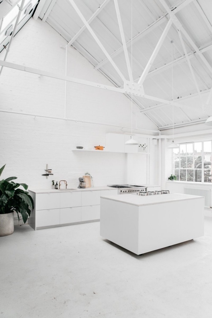 Studio 8A by Rye London. #kitchen #industrial #highceiling