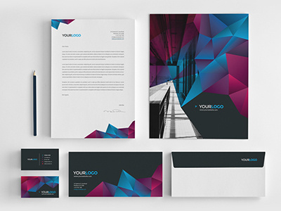 Cool Modern Stationery. Download here: http://graphicriver.net/item/cool-modern-stationery-pack/7765998?ref=abradesign #modern #design #geometric #simple #colorful #stationery #dark