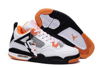 Kids Sport Shoes:White & Black - Orange Jordan Retro 4 - Release Reminder #shoes