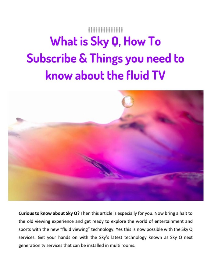 What is #SkyQ, How To Subscribe & Things you need to know about the #fluidviewing #TV