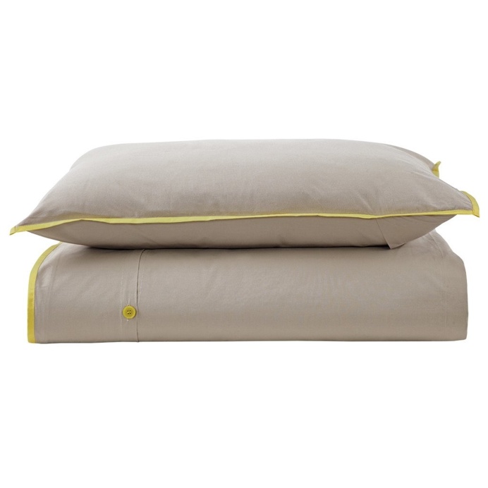 Jane Barrington 260TC Quilt Cover Set- Single, Taupe and Sunshine Yellow
