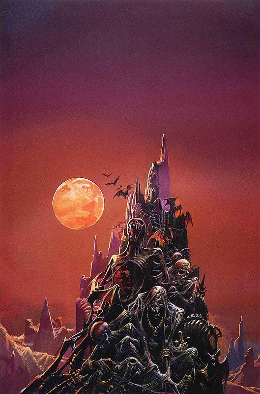 Bruce Pennington The Horror Horn, 1973 | Flickr Photo Sharing! #bats #skeleton #skeletons #horror #illustration #moon