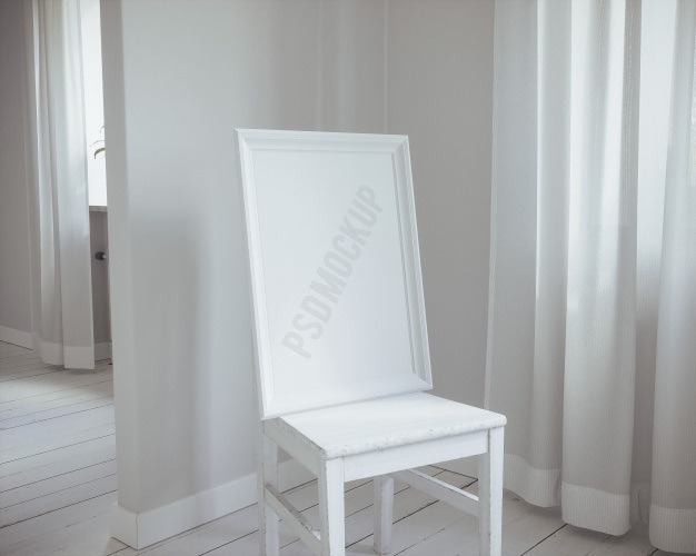 White frame on chair mock up Free Psd. See more inspiration related to Frame, Mockup, Template, Web, Website, White, Mock up, Picture frame, Chair, Templates, Website template, Picture, Mockups, Up, Web template, Realistic, Real, Web templates, Mock ups, Mock and Ups on Freepik.