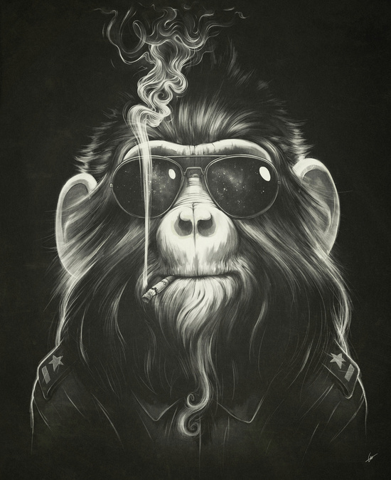 Artprint, monkey, smokeing
