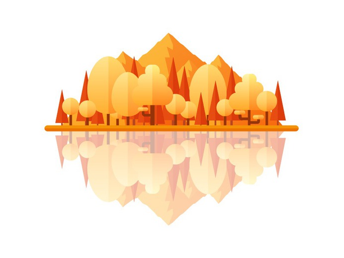 Autumn nature landscape autumn trees mountains illustration