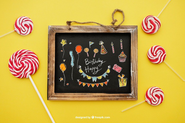 Birthday concept with lollipops and slate Free Psd. See more inspiration related to Mockup, Birthday, Happy birthday, Party, Anniversary, Celebration, Happy, Candy, Chalkboard, Mock up, Decoration, Decorative, Celebrate, Birthday party, Sweets, Festive, Up, Lollipop, Birth, Happy anniversary, Concept, Slate, Annual, Composition, Mock and Lollipops on Freepik.