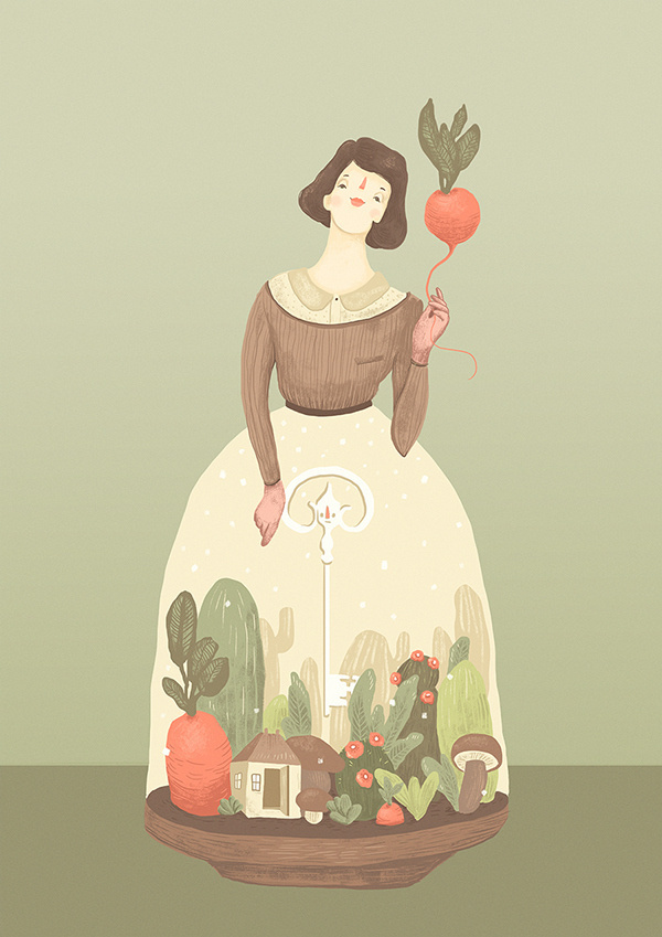 INTERNAL UNIVERSE on Behance #woman #vegetables #food #skirt #illustration