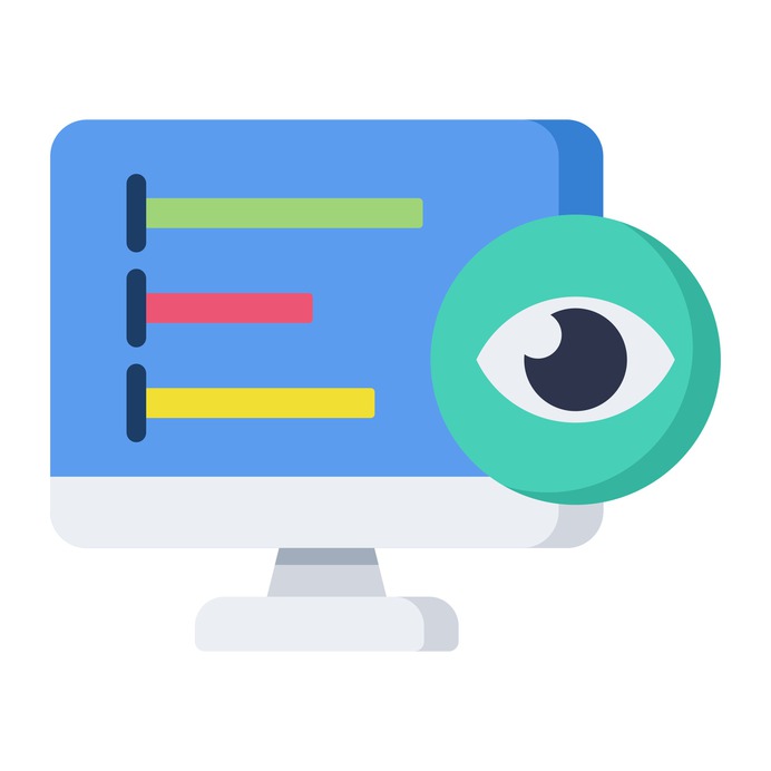 See more icon inspiration related to eye, monitor, laptop, sight, screen, business and finance, seo and web, analytics, monitoring, stats, analysis, business and graphic on Flaticon.