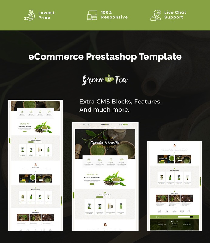 #Green #Tea - #Tulsi, #Lemon & #Honey - #Prestashop #Responsive #Theme | #TemplateTrip #eCommerce #Website #Design #Template