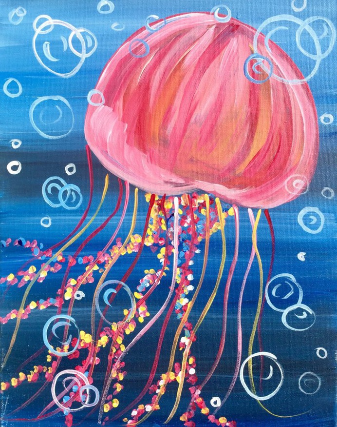 easy jellyfish painting & jellyfish paint by numbers