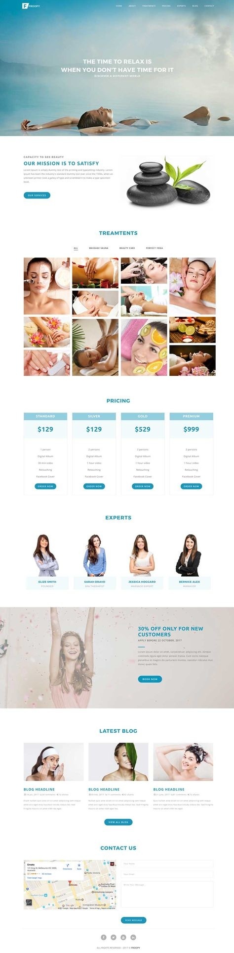 $16 - Beauty Spa Web Design - Froopy Multipurpose template