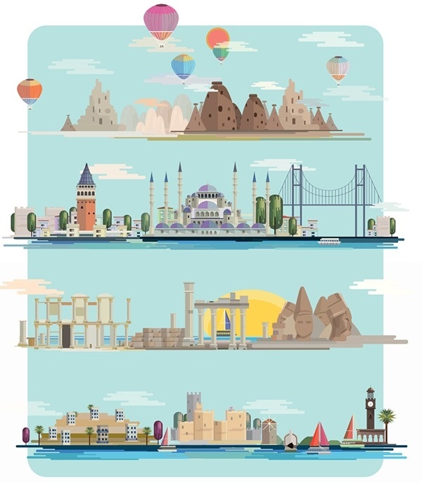 Illustrations of Turkey for Skylife #turkey #design #skylife #landmarks #illustration #art