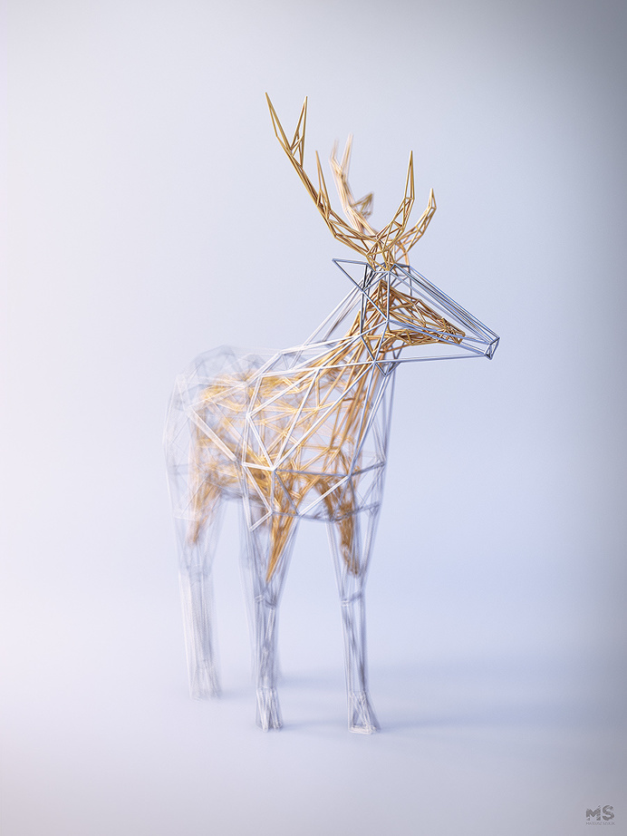 Elegant Wireframe Animal Renderings by 3D Artist Mat Szulik