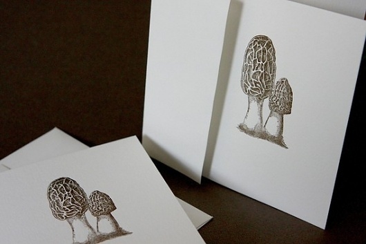 Morel Mushrooms letterpress card by CabbageCreative on Etsy #mushroom #creative #letterpress #cabbage #morel
