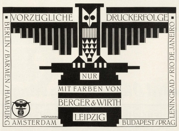 "Vorzügliche Druckerfolge" ad by Berger & Wirth