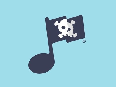 Music Piracy #crossbones #flag #design #graphic #piracy #music #skull #typography