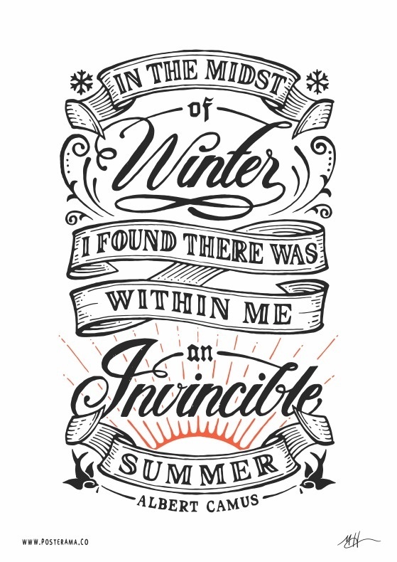 Inspirational quotes: Albert Camus Invincible Summer poster 2 #inspirational #lettering #quote #hand #typography
