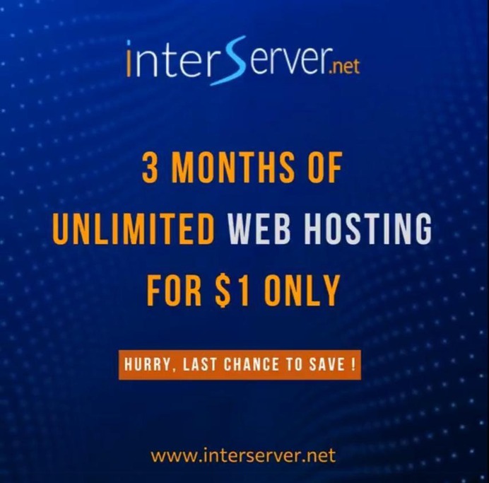 Launch Your Dream Website/blog today with Interserver for Just $1! https://bit.ly/3ZNBdlq

Discover the unbeaten InterServer $1 for 3 Months Unlimited hosting deal! 
Enjoy unlimited SSD Space, 
99.9% uptime, 
Free SSL, 
450+ Cloud Apps, 
Unlimited E-Mail Accounts, 
Free Website Migration 
and premium features at the lowest cost.  
Ideal for bloggers, small businesses, and startups! 

💡 Don't wait—this amazing deal won't last forever! https://bit.ly/3KUMfiO 
