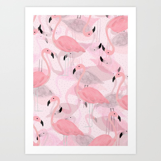 Flamingo Pattern Art Print