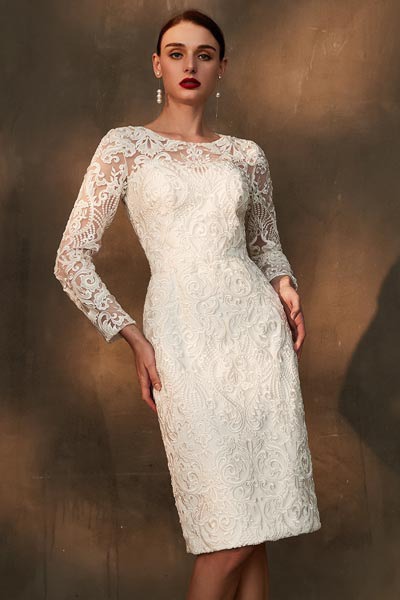 eDressit White Sleeves Lace Embroidery Fashion Party Dress (26200407)
