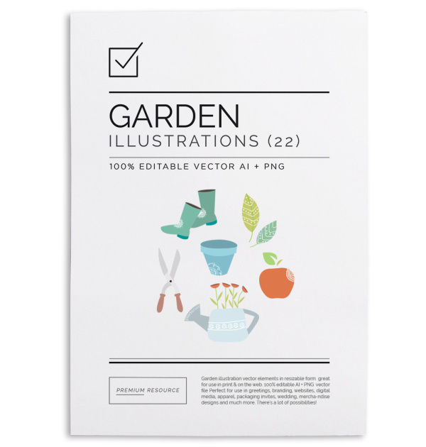 Garden Illustration & Clip Art Vector Ser $9.00 Garden illustration & clip art set for use on home & gardening related blogs, scrap-booking
