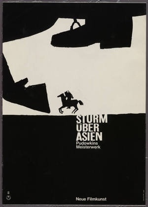 MoMA | The Collection | Hans Hillmann. Sturm Über Asien, Pudowkins Meisterwerk, Neue Filmkunst. 1964 #polish #white #horse #hans #hillmann #black #poster #and