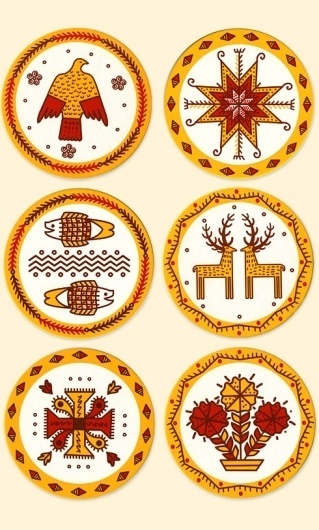 Ukrainian Ornaments Design on Coasters :: Artemov Artel Portfolio #illustration #vintage