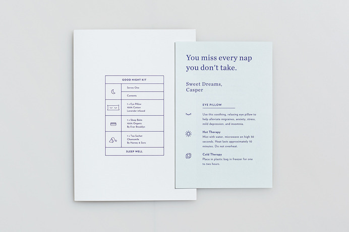 "Good Night Kit" for Casper by High Tide NYC. #packaging #print #design #graphic #sleep #mattress #gift #night #holiday #tea #casper #blue #tide #high