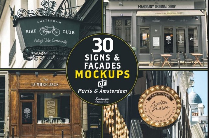 30 Signs and Facade Mockup PSD
