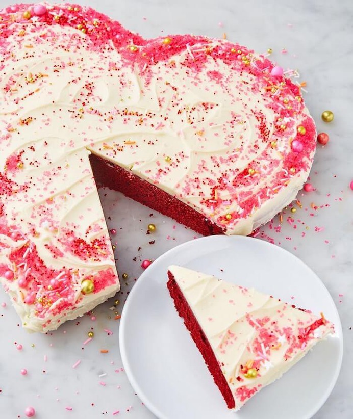 Heart-Shaped Cake With Cheese Cream Frosting