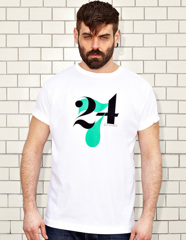 NATRI - 24/7- white t-shirt - men: twenty-four-seven - eight to eight #modern #print #design #shirt #minimal #fashion #type #typography