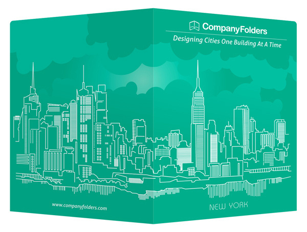 New York City Skyline Presentation Folder Template #template #city #illustrator #presentation #folders #illustration #york #nyc #aqua #skyline #folder #new