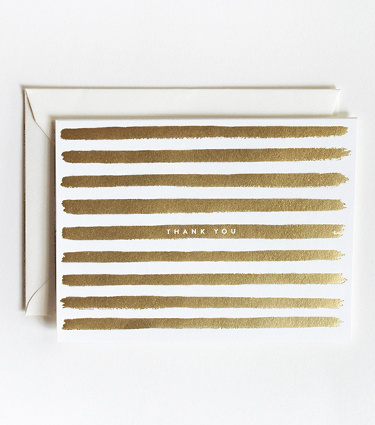 Rifle Paper Co.: Gold Painted Stripes Thank You Card #card #print #floral #done #mom #paint #illustration #stationery #flower #hand #typography