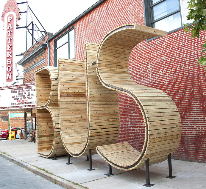 BUS stop in Baltimore - three huge letters - www.homeworlddesign. com (10) #bus #urban #design #station