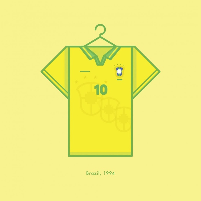 Brazil World Cup Winning Football Kit 1994 - Minimal Illustration by Lucas Jubb