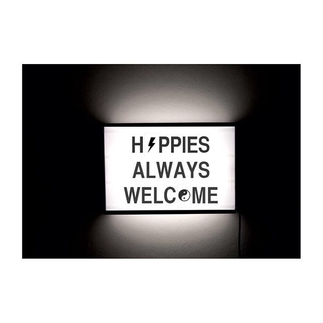 Hippies Always Welcome - Cinematic Light box by Page Thirty Three #page #a #quote #in #thirty #box #letter #three #light #typography