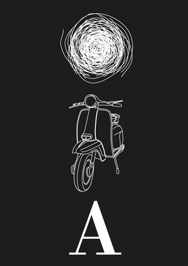 spaghetti vespa - typo/graphic posters #white #spaghetti #black #vespa #typography