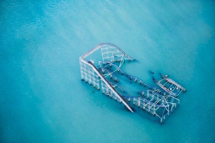 Aerial Photographs of Superstorm Sandy's Aftermath by Stephen Wilkes - LightBox #photography #submerged #underwater #rollercoaster #fairgr