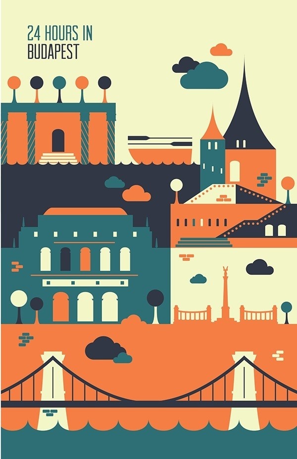 24 hours in Budapest. #24 #budapest #hours #illustration #poster