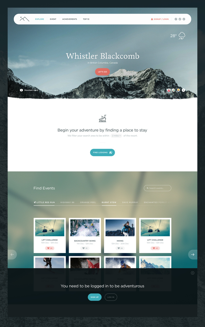 Pricing page example #440: Two Mountains #events #weather #erixon #icons #ui #clean #victor #app #web #retina