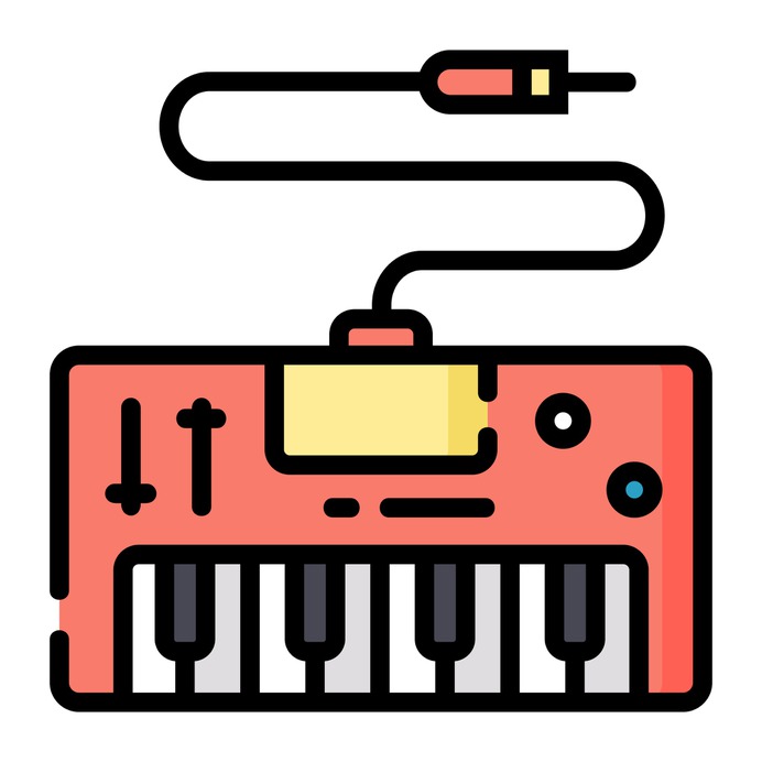 See more icon inspiration related to electric keyboard, music and multimedia, electric piano, music instrument, musical instrument, piano, electronics, keyboard and music on Flaticon.