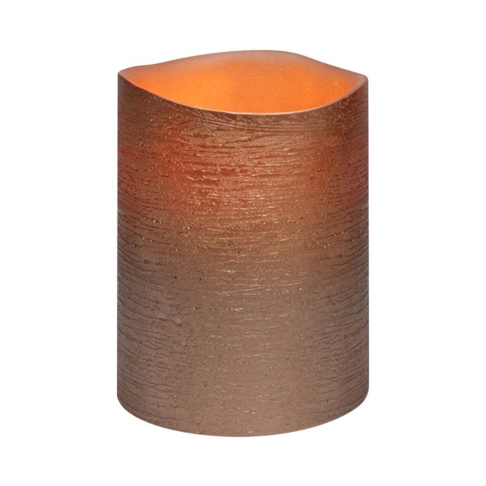 Rose Gold Distressed Textured Wax LED Flameless Candle, 8 x 10 cm