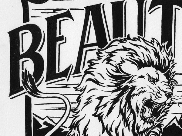 Beaut #white #lion #black #pen #and