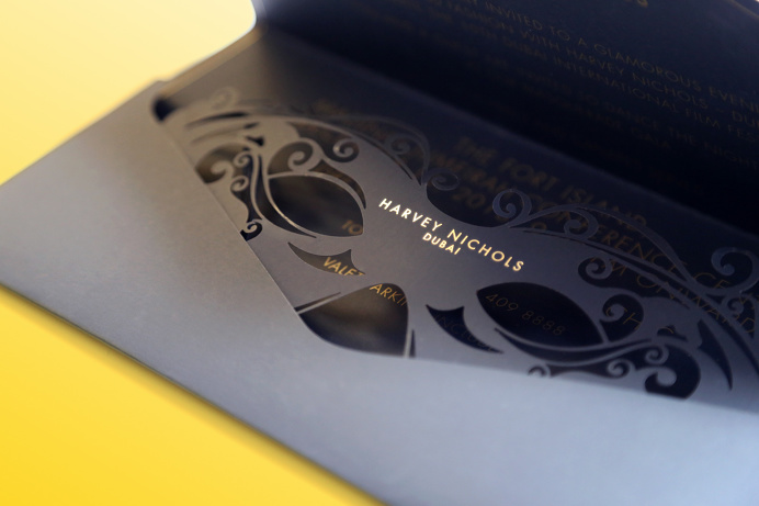 Gala Invite with laser-cur paper Mask #invite #print