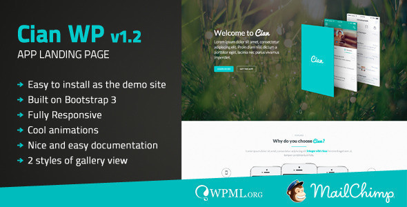 Cian - Mobile App Landing Page WordPress Theme