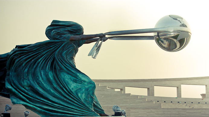 A Series of Sculptures That Represent Mother Nature Hurtling Planet Earth in Circles