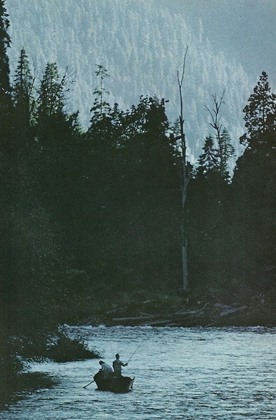 Trout fishermen at twilight on the McKenzie River near Springfield, Oregon National Geographic | January Â 1969 #geographic #photography #film #fishing #national