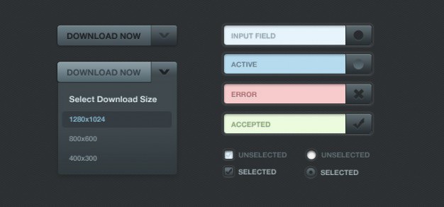Dark sexy ui Free Psd. See more inspiration related to Radio, Ui, Drop, Buttons, Sexy, Dark, Down, Horizontal, Radio buttons and Drop down on Freepik.